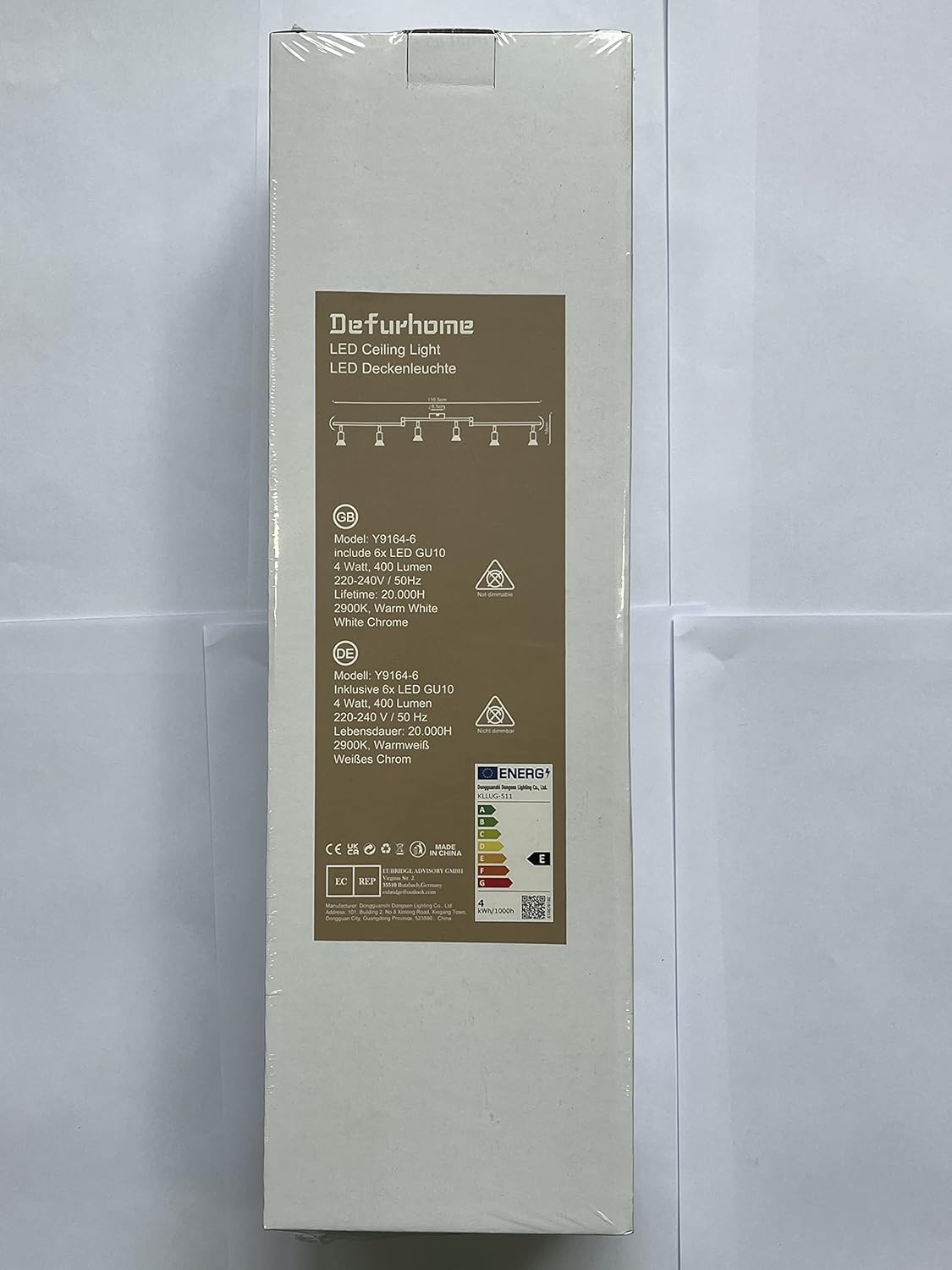 Defurhome LED Deckenleuchte Drehbar, 6 Flammig LED Strahler Deckenlampe Spot,Modern Deckenstrahler (Weißes Chrom) für Küche, Wohnzimmer, Schlafzimmer, inkl. 6 x 4W GU10 LED Lampen (400LM, warmweiß) [Energieklasse E]
