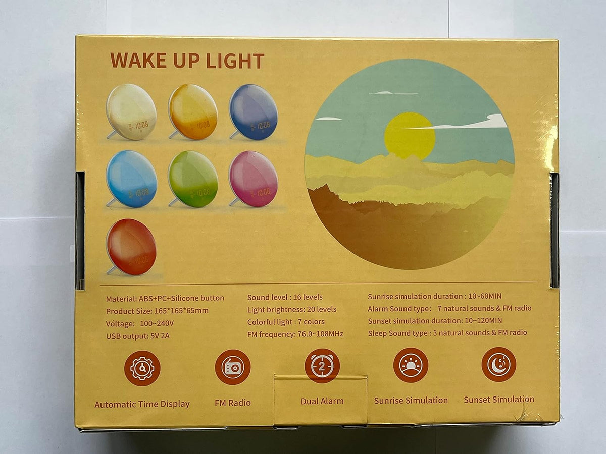 Defurhome Wake Up Licht Lichtwecker - Radiowecker Sonnenaufgang Sonnenuntergang mit Dual Wecker, 7 Farben Licht,7 natürlichen Sounds & FM Radio & Snooze Funktion für Erwachsene & Kinder [Energieklasse G]