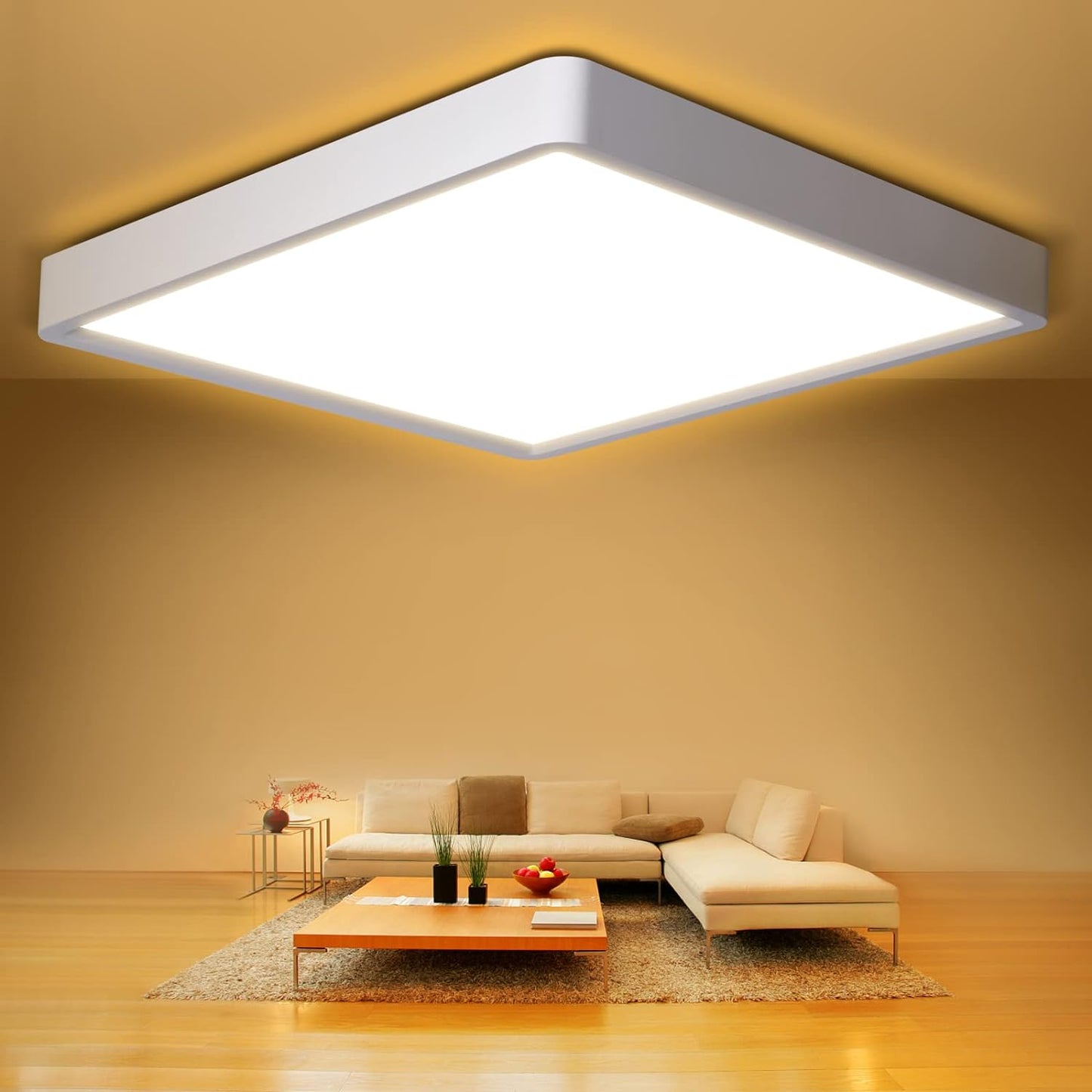 Defurhome LED Quadrat Deckenleuchte Flach,18W(Ersetzt 100W Glühbirne),1500LM,IP54 Wasserfest Badlampe,3cm Ultra Dünn,3000K Warmweiß,Ideal für Wohnzimmer,Küche,Flur,Balkon,22cm(Weiß) [Energieklasse F]