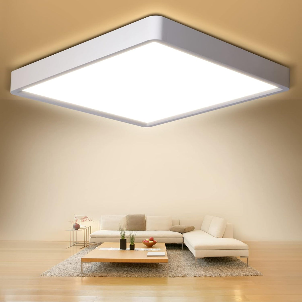 Defurhome LED Quadrat Deckenleuchte Flach,18W(Ersetzt 100W Glühbirne),1500LM,IP54 Wasserfest Badlampe,3cm Ultra Dünn,4000K Neutralweiß,Ideal für Wohnzimmer,Küche,Balkon,22cm(Weiß) [Energieklasse F]