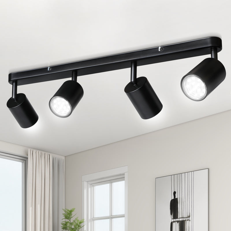 Defurhome 4 Way Spotlight Ceiling Lights, Modern Kitchen Ceiling Lamps Fittings Black, Industrial Ceiling Spots Wall Lights, Adjustable GU10 Spotlights for Bedroom Living Room,Bulbs Not Included