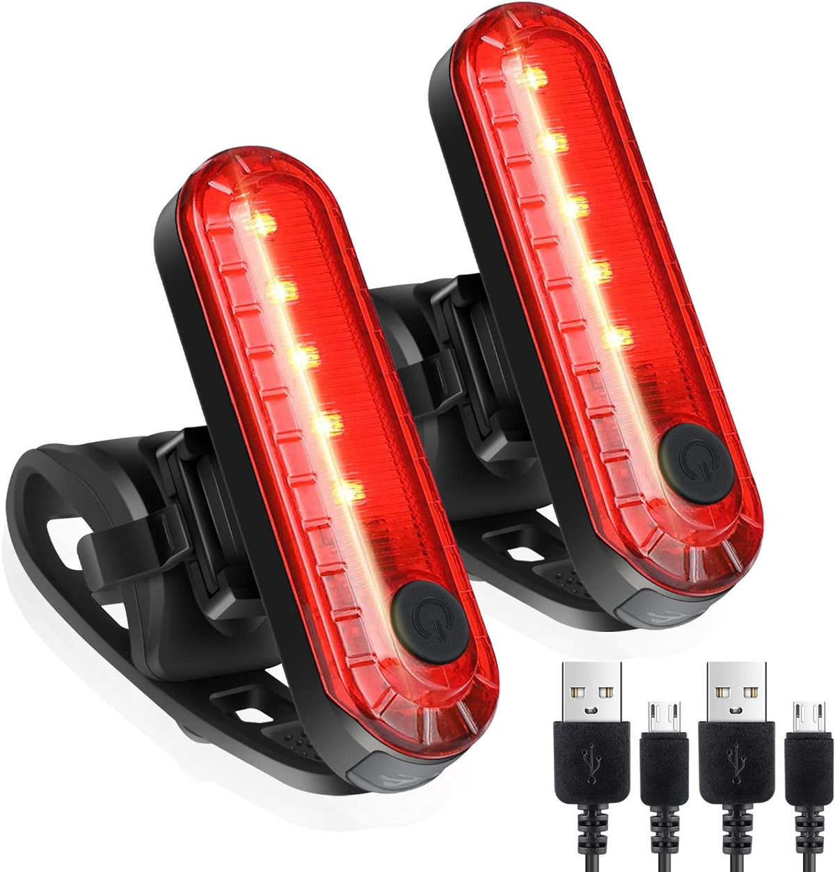 Defurhome LED Rear Bike Tail Light 2 Pack, Ultra Bright USB Rechargeable Bicycle Taillights, Waterproof Bike Back Light for Cycling Helmet Safety Warning Strobe, 4 Light Mode Options