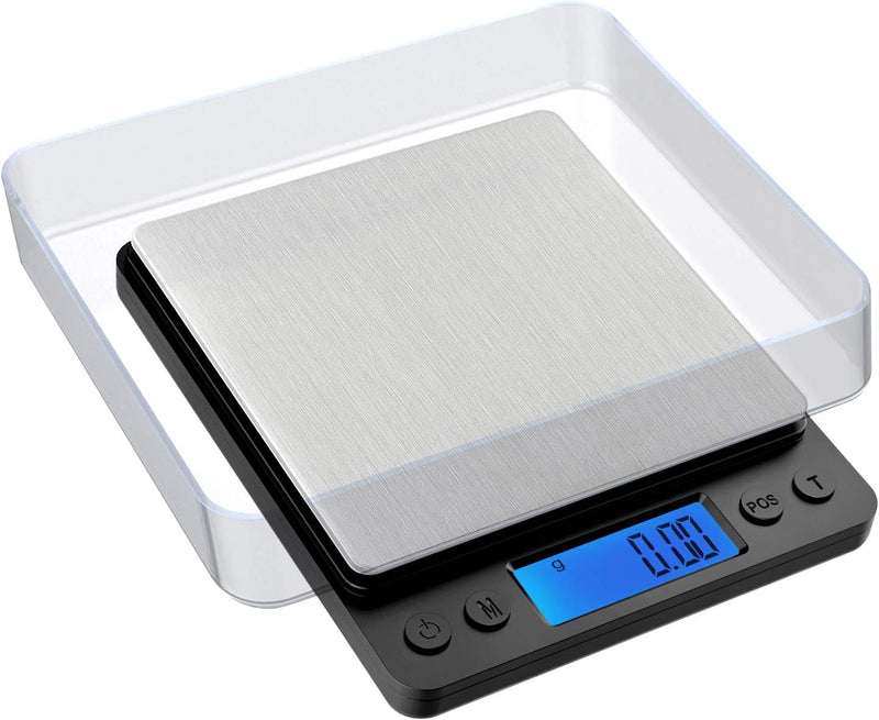 Defurhome Digital Pocket Scales, 500g / 0.01g Stainless Steel Jewelry Scales,Coin Scales,Kitchen Food Scales with Back-Lit LCD Display, PCS and Tare Function, (Batteries Included)