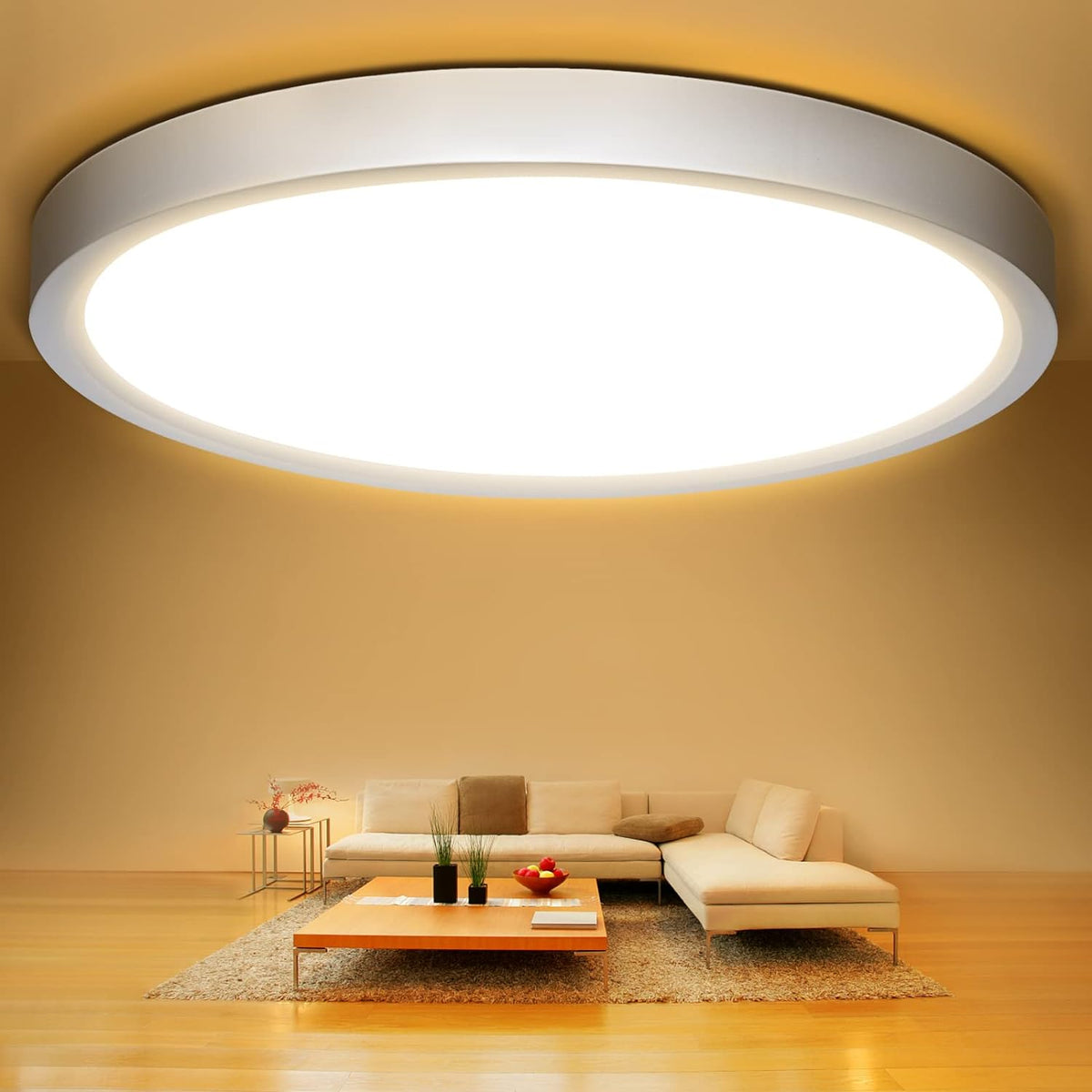 Defurhome LED Deckenleuchte Flach, Panel Rund 18W(Ersetzt 100W Glühbirne),1500LM,IP54 Wasserfest Badlampe,2,5cm Ultra Dünn,3000K Warmweiß,Ideal für Schlafzimmer, Küche,Esszimmer, Flur,Ø22cm(Weiß) [Energieklasse F]