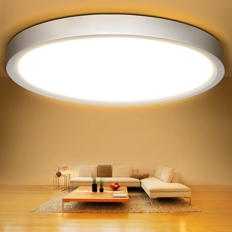 Defurhome LED Deckenleuchte Flach, Panel Rund 18W(Ersetzt 100W Glühbirne),1500LM,IP54 Wasserfest Badlampe,2,5cm Ultra Dünn,3000K Warmweiß,Ideal für Schlafzimmer, Küche,Esszimmer, Flur,Ø22cm(Weiß) [Energieklasse F]