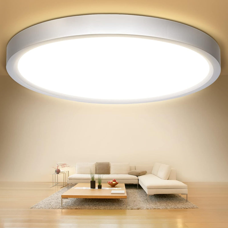 Defurhome Rund Deckenleuchte Flach,24W(Ersetzt 150W Glühbirne),2200LM,IP54 Wasserfest Badlampe,2,5cm Ultra Dünn,4000K Neutralweiß,Ideal für Schlafzimmer,Wohnzimmer,Küche,Esszimmer,Ø30cm(Weiß) [Energieklasse F]