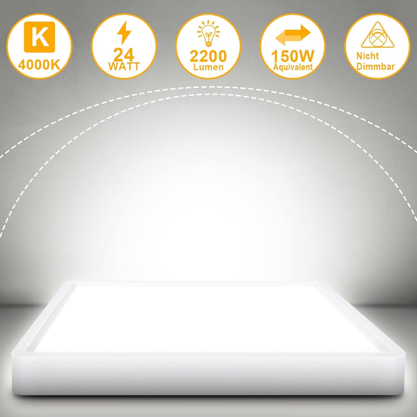 Defurhome Quadrat Deckenleuchte Flach,24W(Ersetzt 150W Glühbirne),2200LM,IP54 Wasserfest Badlampe,3cm Ultra Dünn,4000k Neutralweißer,Ideal für Schlafzimmer,Wohnzimmer,Küche,Flur,30cm(Weiß) [Energieklasse F]