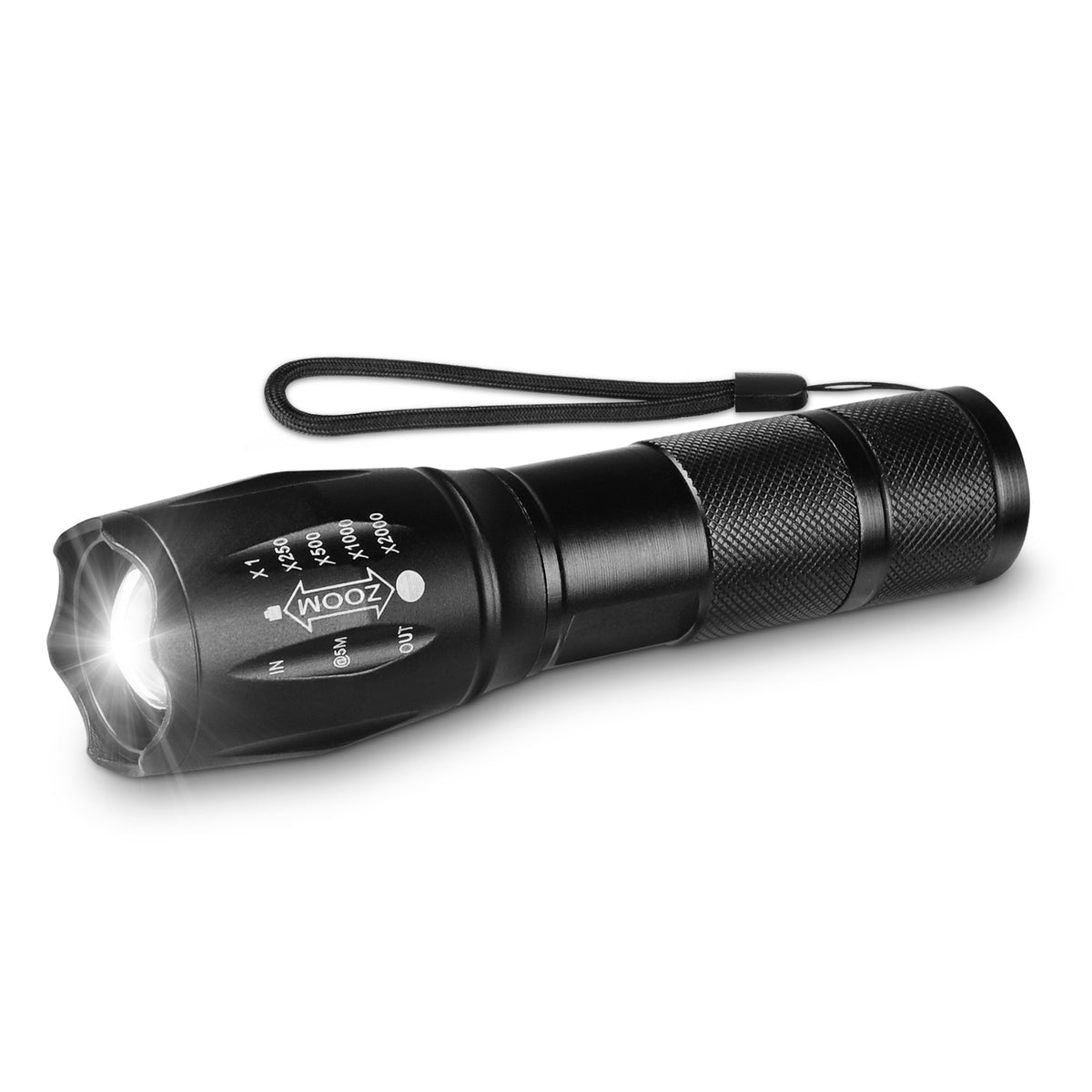 Defurhome LED Torch Battery Powered，Powerful Flashlight Long Distance, Zoomable, 5 Modes,Waterproof,2000LM for Power Cut, Camping, Dog Walking