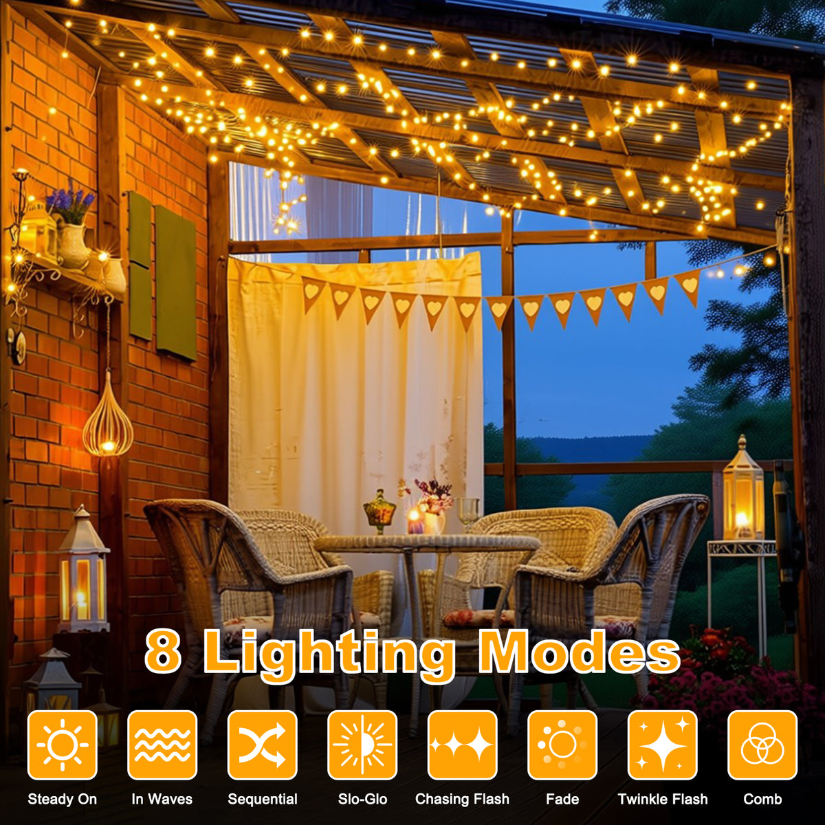 Defurhome Fairy Lights Indoor with Timer,20m 200 LED 8 Mode Christmas Lights, IP54 Waterproof Electric String Lights for Party Christmas Tree Decorations, Warm White