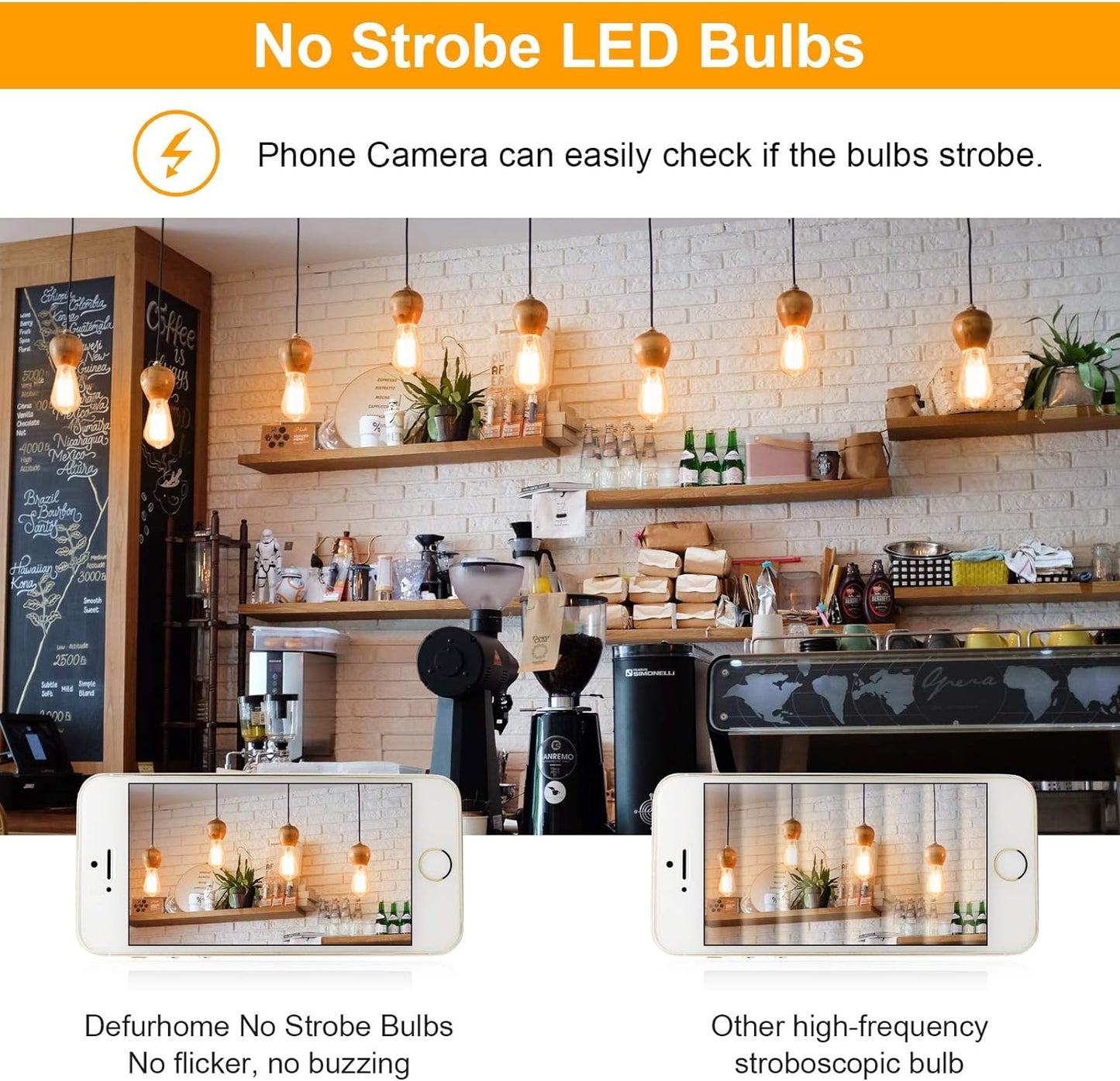 Defurhome Edison LED Vintage Light Bulb, E27 ST58 Warm White (2500K), 700 lumens, 6W (Replaces 60W) Ideal for Nostalgia and Retro Lighting in The House café bar - 5 Pieces [Energy Class A+]
