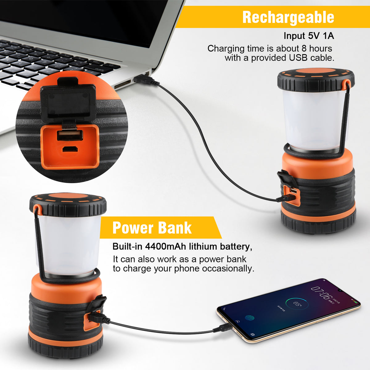 Defurhome Camping Lantern Rechargeable,Led Camping Lights Lamp,Battery Operation Emergency Electric Lanterns Light for Power Cuts, Storm, Emergency Lighting, Fishing, Hiking