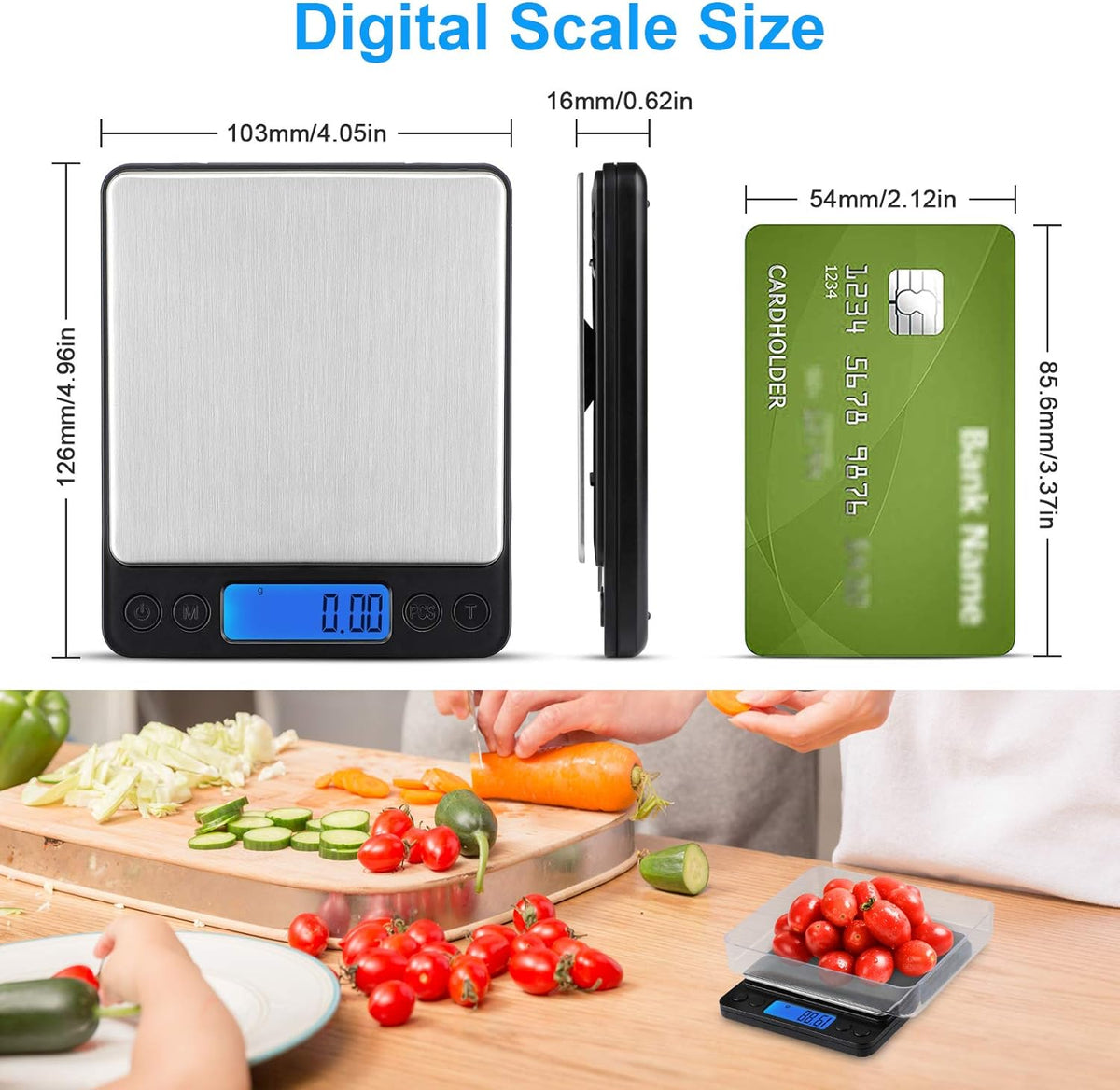 Defurhome Digital Pocket Scales, 500g / 0.01g Stainless Steel Jewelry Scales,Coin Scales,Kitchen Food Scales with Back-Lit LCD Display, PCS and Tare Function, (Batteries Included)