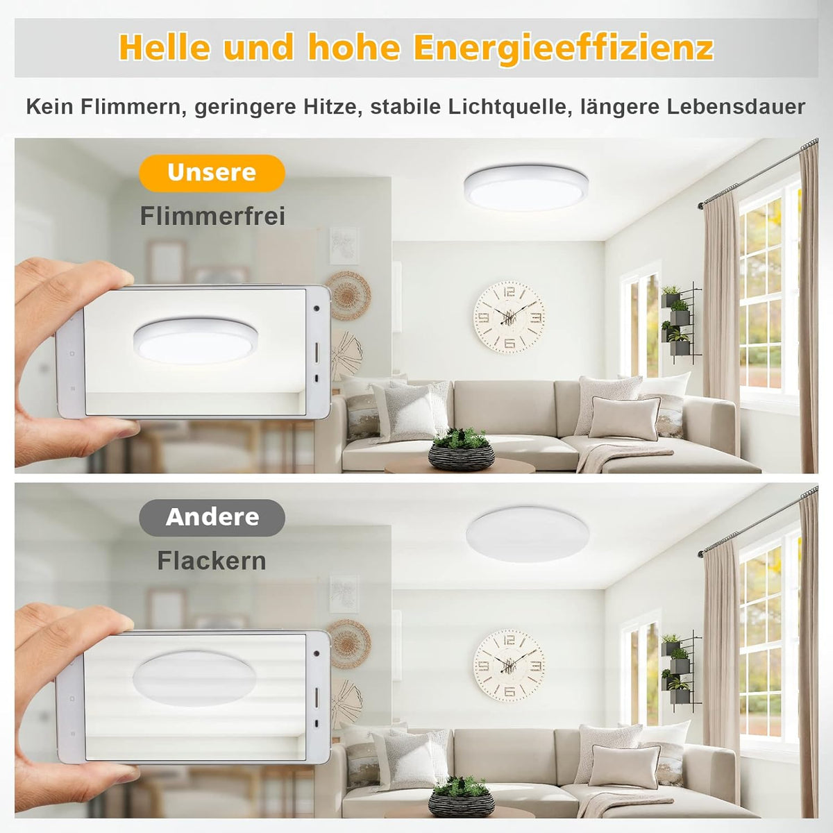 Defurhome Rund Deckenleuchte Flach,24W(Ersetzt 150W Glühbirne),2200LM,IP54 Wasserfest Badlampe,2,5cm Ultra Dünn,4000K Neutralweiß,Ideal für Schlafzimmer,Wohnzimmer,Küche,Esszimmer,Ø30cm(Weiß) [Energieklasse F]