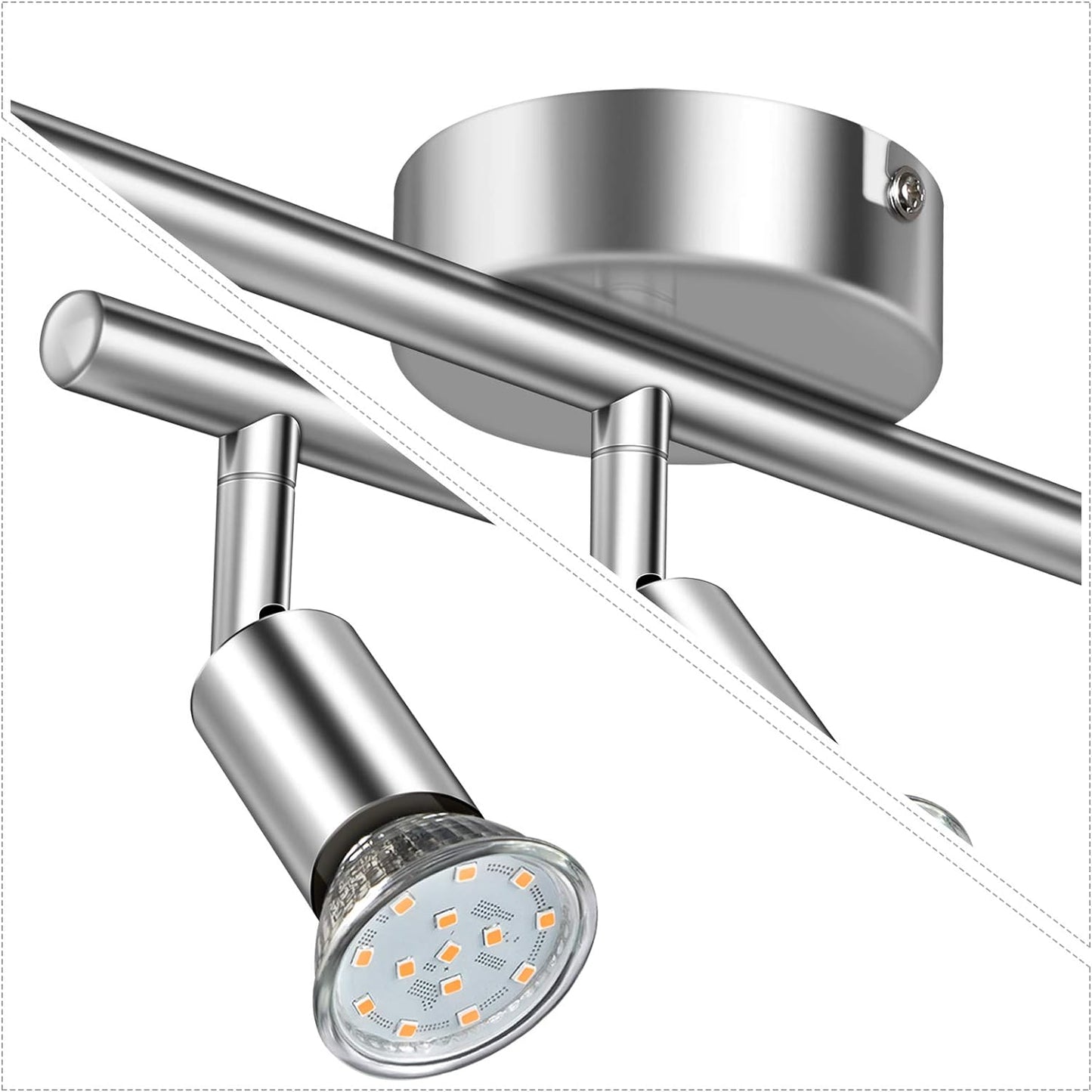 Defurhome LED Deckenleuchte Drehbar, 3 Flammig LED Strahler Deckenlampe Spot,Modern Deckenstrahler (Weißes Chrom) für Küche, Wohnzimmer, Schlafzimmer, inkl. 3 x 4 W GU10 LED Lampen (400LM, warmweiß) [Energieklasse E]