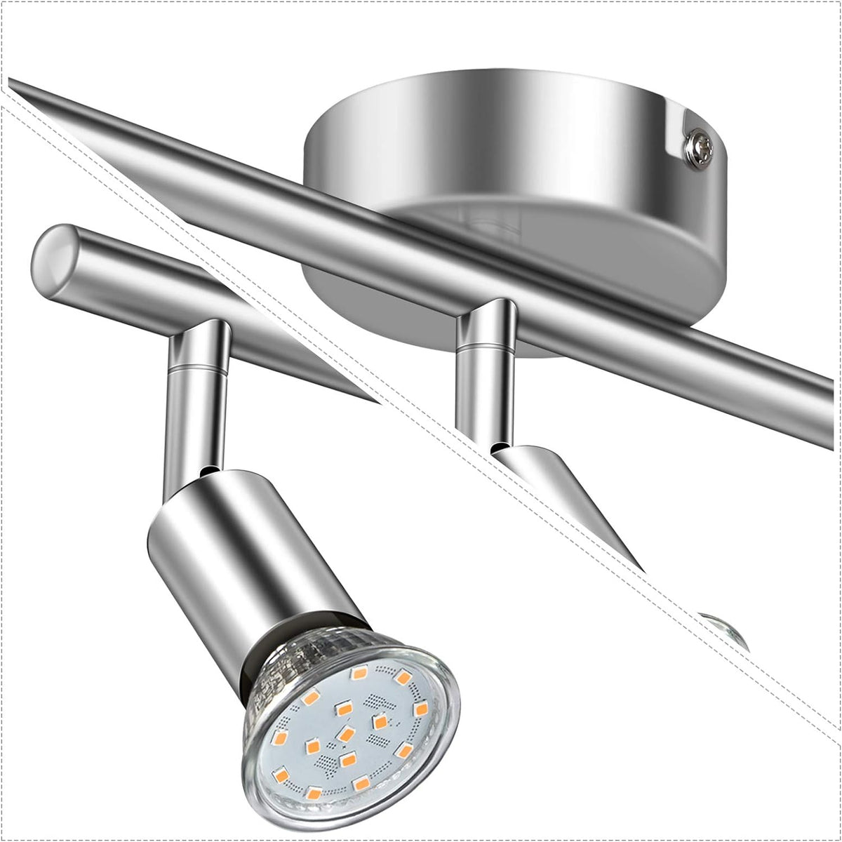 Defurhome LED Deckenleuchte Drehbar, 3 Flammig LED Strahler Deckenlampe Spot,Modern Deckenstrahler (Weißes Chrom) für Küche, Wohnzimmer, Schlafzimmer, inkl. 3 x 4 W GU10 LED Lampen (400LM, warmweiß) [Energieklasse E]