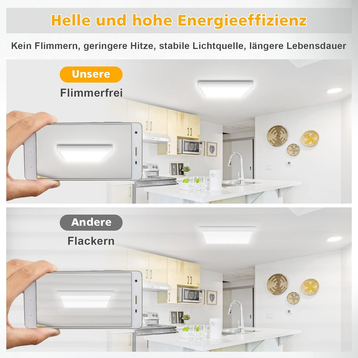 Defurhome LED Quadrat Deckenleuchte Flach,18W(Ersetzt 100W Glühbirne),1500LM,IP54 Wasserfest Badlampe,3cm Ultra Dünn,4000K Neutralweiß,Ideal für Wohnzimmer,Küche,Balkon,22cm(Weiß) [Energieklasse F]