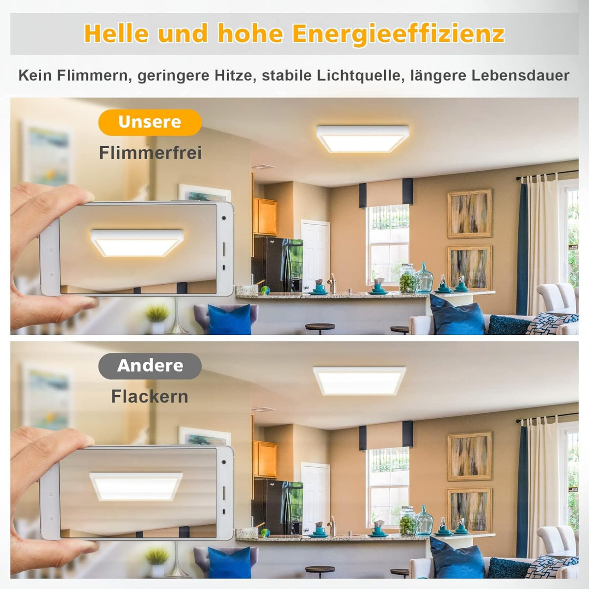 Defurhome LED Quadrat Deckenleuchte Flach,18W(Ersetzt 100W Glühbirne),1500LM,IP54 Wasserfest Badlampe,3cm Ultra Dünn,3000K Warmweiß,Ideal für Wohnzimmer,Küche,Flur,Balkon,22cm(Weiß) [Energieklasse F]