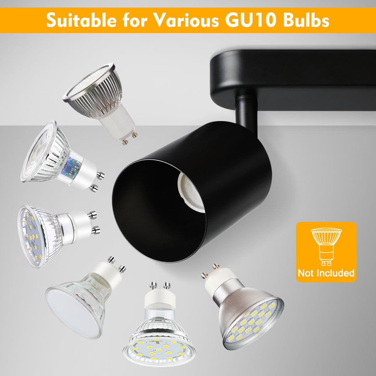 Defurhome 4 Way Spotlight Ceiling Lights, Modern Kitchen Ceiling Lamps Fittings Black, Industrial Ceiling Spots Wall Lights, Adjustable GU10 Spotlights for Bedroom Living Room,Bulbs Not Included