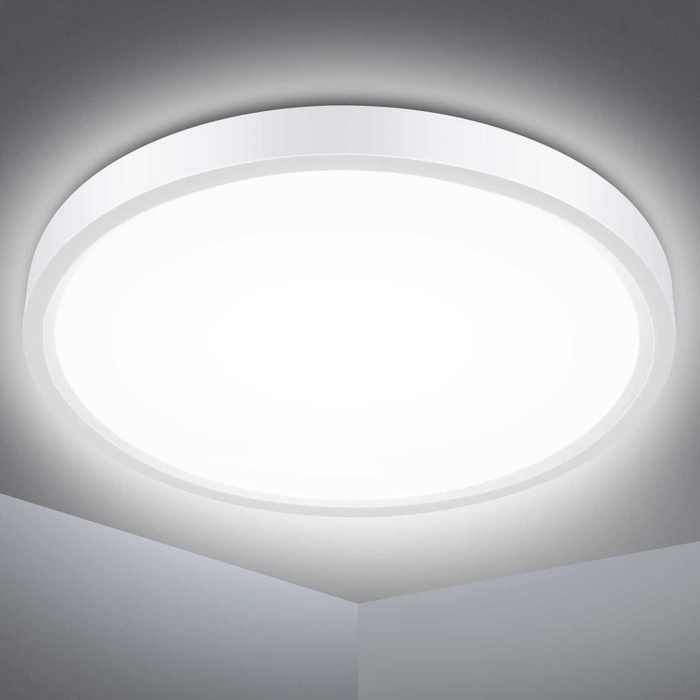 Defurhome Bathroom Ceiling Light, 24W (150W Equivalent), 2200LM, 5000K Daylight White,IP54 Waterproof, Flush Mount,Modern Ceiling Light for Living Room,Kitchen,Porch,Bedroom,Ø30CM(White) [Energy Class F]