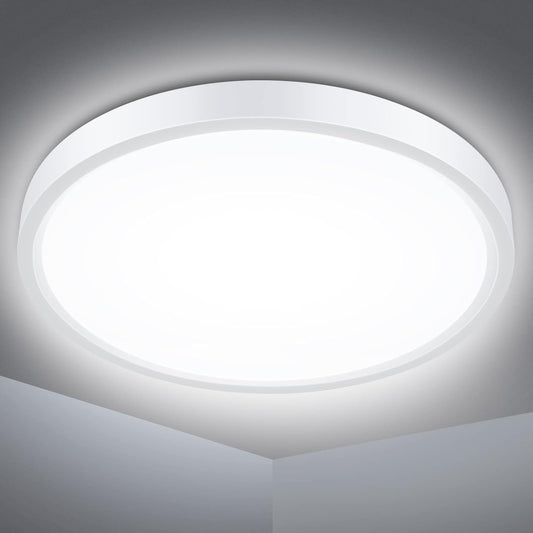 Defurhome Bathroom Ceiling Light, 24W (150W Equivalent), 2200LM, 5000K Daylight White,IP54 Waterproof, Flush Mount,Modern Ceiling Light for Living Room,Kitchen,Porch,Bedroom,Ø30CM(White) [Energy Class F]