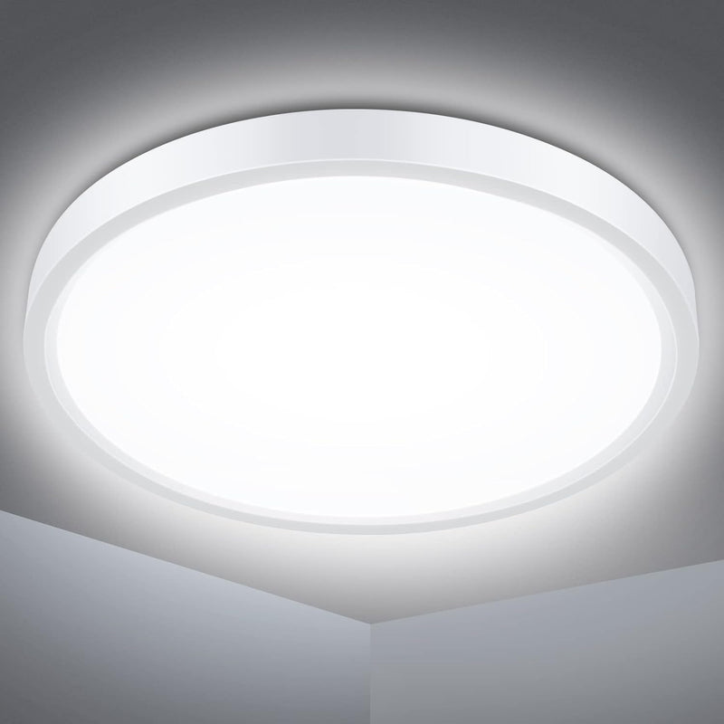 Defurhome Bathroom Ceiling Light, 24W (150W Equivalent), 2200LM, 5000K Daylight White,IP54 Waterproof, Flush Mount,Modern Ceiling Light for Living Room,Kitchen,Porch,Bedroom,Ø30CM(White) [Energy Class F]