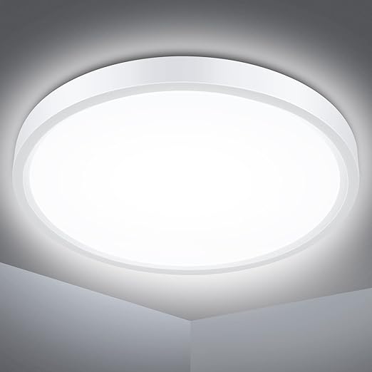 Defurhome Bathroom Ceiling Light,18W 1500LM,100W Equivalent,5000K Daylight White, Waterproof IP54,Dome,Modern,Flush Ceiling Light for Kitchen,Toilet,Porch,Bedroom,Utility Room,Ø22CM(White) [Energy Class F]