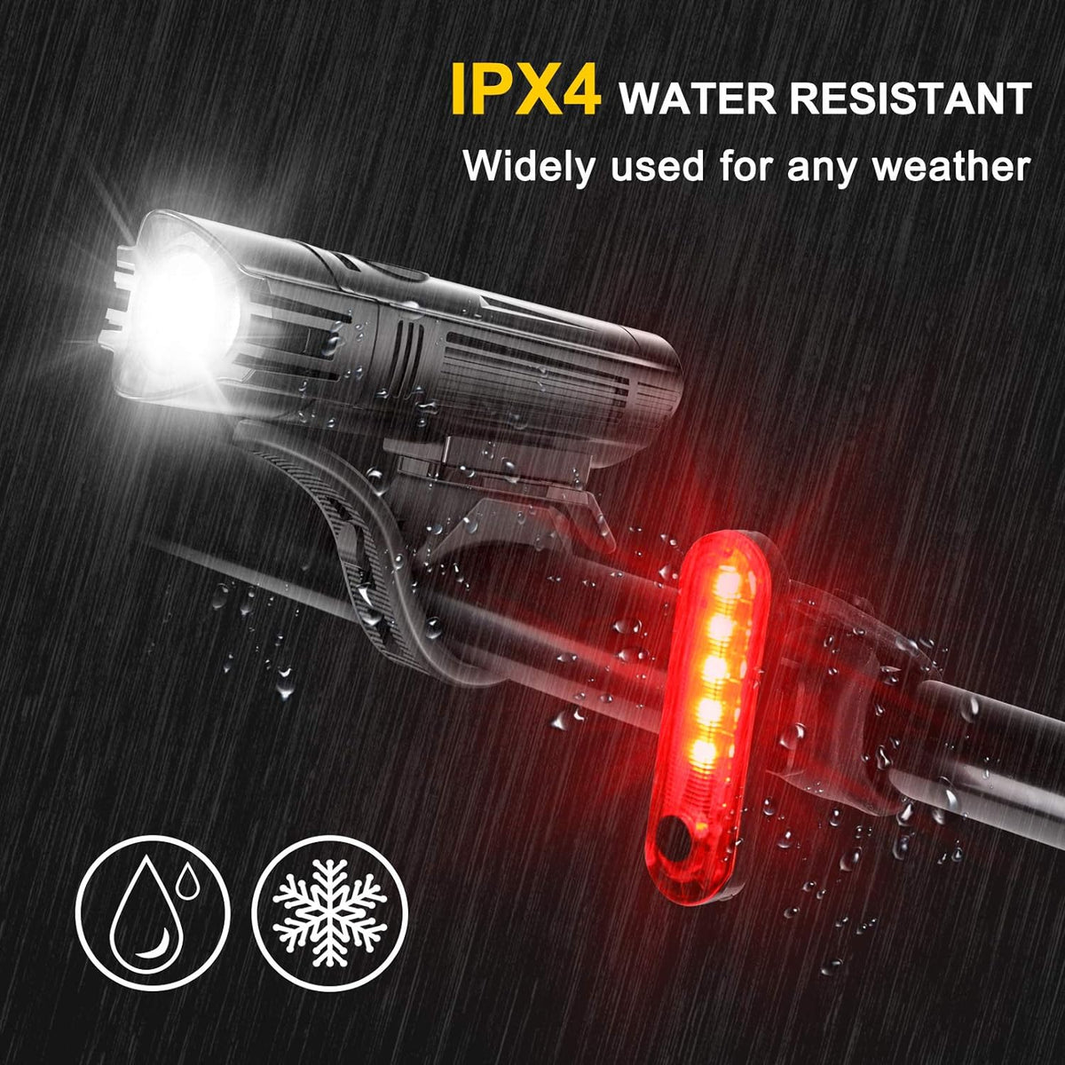 Defurhome Super Bright Bike Light Set, Powerful LED USB Rechargeable Front Headlight and Back Taillight, 2000mah Lithium Battery, Waterproof, 4 Lighting Modes Mountain Road Bicycle Lights