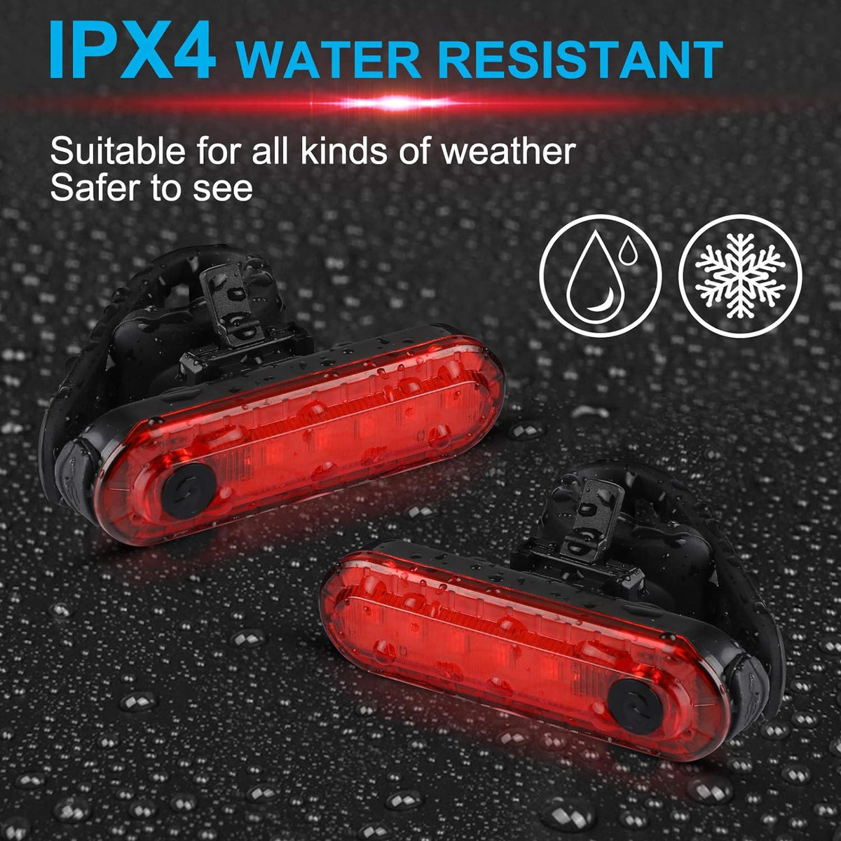Defurhome LED Rear Bike Tail Light 2 Pack, Ultra Bright USB Rechargeable Bicycle Taillights, Waterproof Bike Back Light for Cycling Helmet Safety Warning Strobe, 4 Light Mode Options