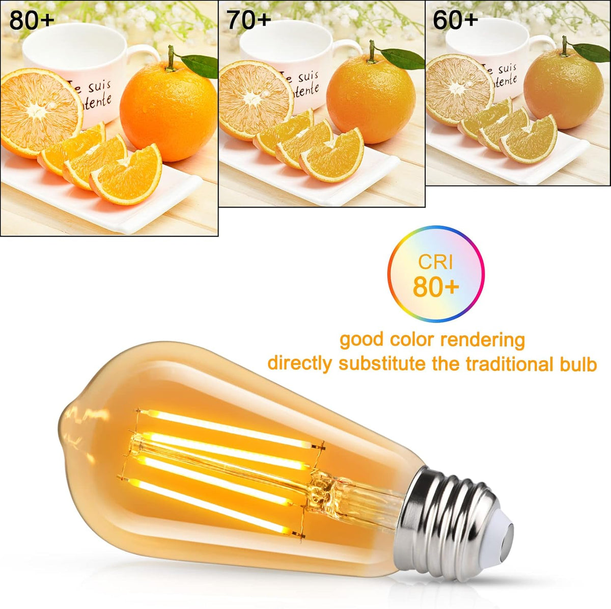 Defurhome Edison LED Vintage Glühbirne, E27 ST58 Warmweiß(2500K), 700 Lumen, 6W (ersetzt 60W) Ideal für Nostalgie und Retro Beleuchtung im Haus Café Bar- 5 Stück [Energieklasse F]