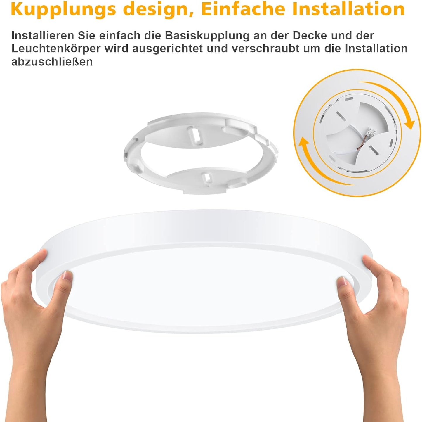 Defurhome LED Deckenleuchte Flach, 18W(Ersetzt 100W Glühbirne),1500LM,IP54 Wasserfest Badlampe,2,5cm Ultra Dünn,4000K Neutralweiß,Ideal für Wohnzimmer,Küche, Flur, Balkon, Esszimmer,Ø22cm(Weiß) [Energieklasse F]