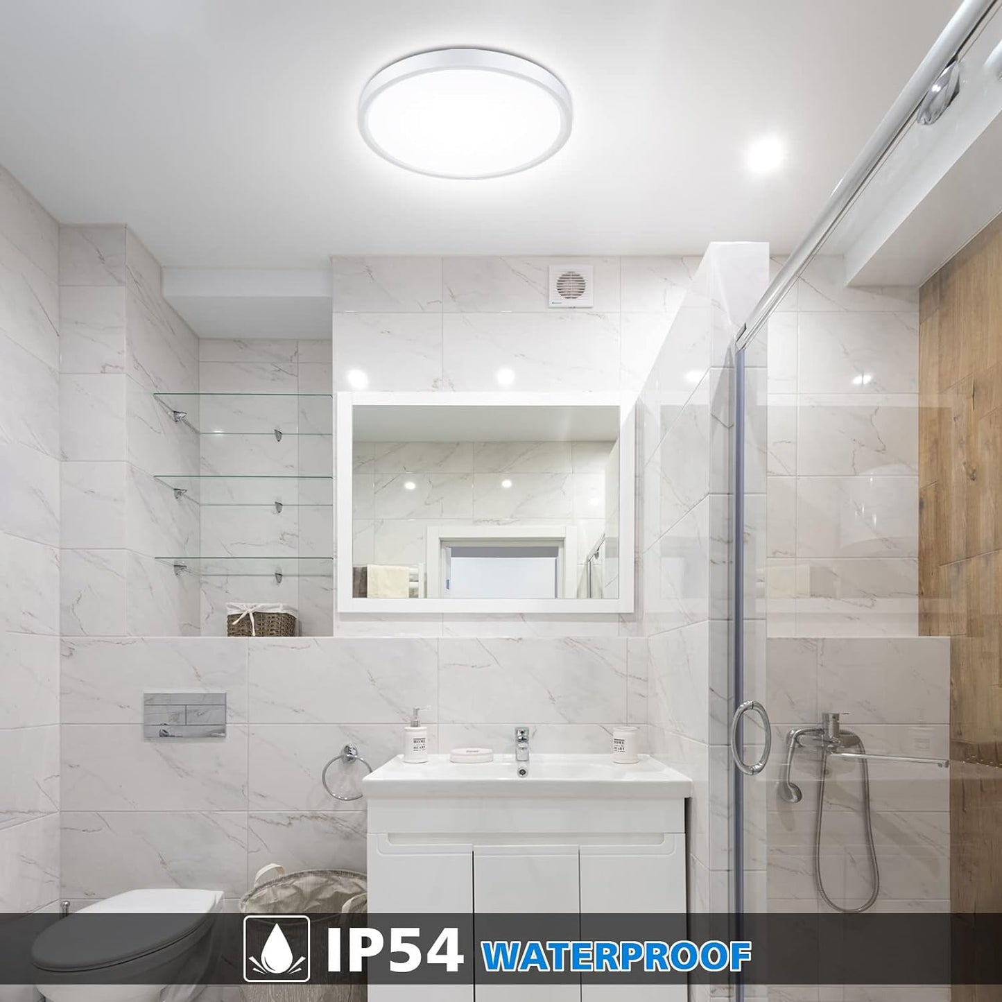 Defurhome Bathroom Ceiling Light, 24W (150W Equivalent), 2200LM, 5000K Daylight White,IP54 Waterproof, Flush Mount,Modern Ceiling Light for Living Room,Kitchen,Porch,Bedroom,Ø30CM(White) [Energy Class F]
