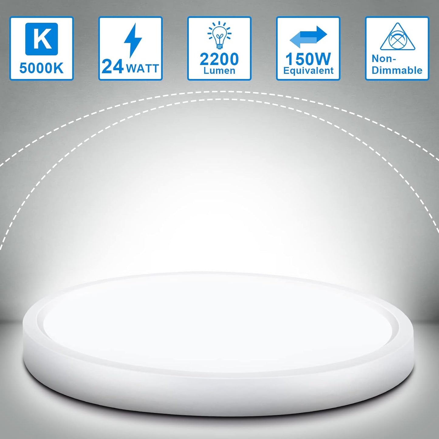 Defurhome Bathroom Ceiling Light, 24W (150W Equivalent), 2200LM, 5000K Daylight White,IP54 Waterproof, Flush Mount,Modern Ceiling Light for Living Room,Kitchen,Porch,Bedroom,Ø30CM(White) [Energy Class F]