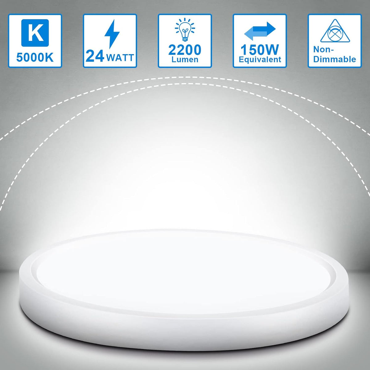 Defurhome Bathroom Ceiling Light, 24W (150W Equivalent), 2200LM, 5000K Daylight White,IP54 Waterproof, Flush Mount,Modern Ceiling Light for Living Room,Kitchen,Porch,Bedroom,Ø30CM(White) [Energy Class F]