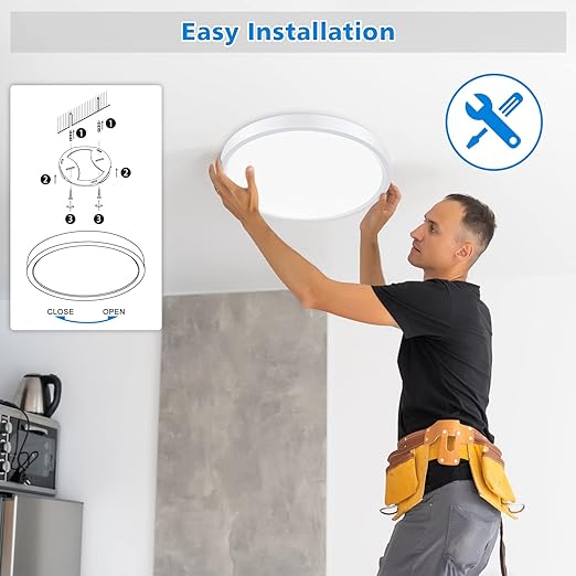 Defurhome Bathroom Ceiling Light,18W 1500LM,100W Equivalent,5000K Daylight White, Waterproof IP54,Dome,Modern,Flush Ceiling Light for Kitchen,Toilet,Porch,Bedroom,Utility Room,Ø22CM(White) [Energy Class F]