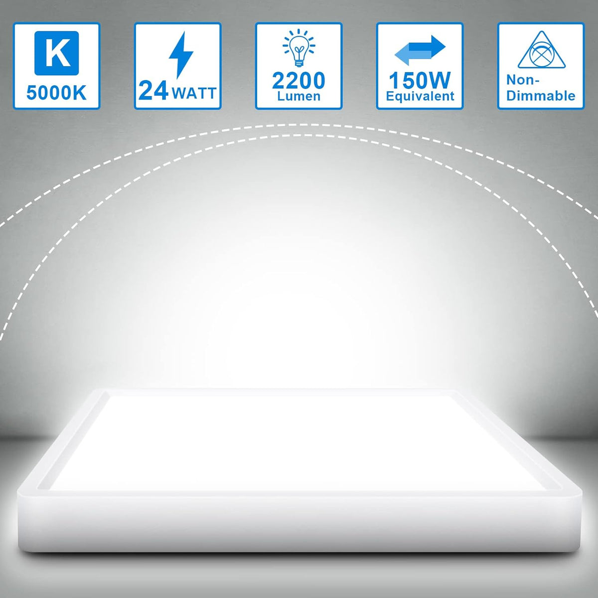 Defurhome LED Ceiling Light, 24W (150W Equivalent), 2200LM, 5000K Daylight White,Waterproof IP54,Flush Mount,Modern Ceiling Light for Bathroom,Kitchen,Office,Bedroom,Utility Room,30cm(White) [Energy Class F]