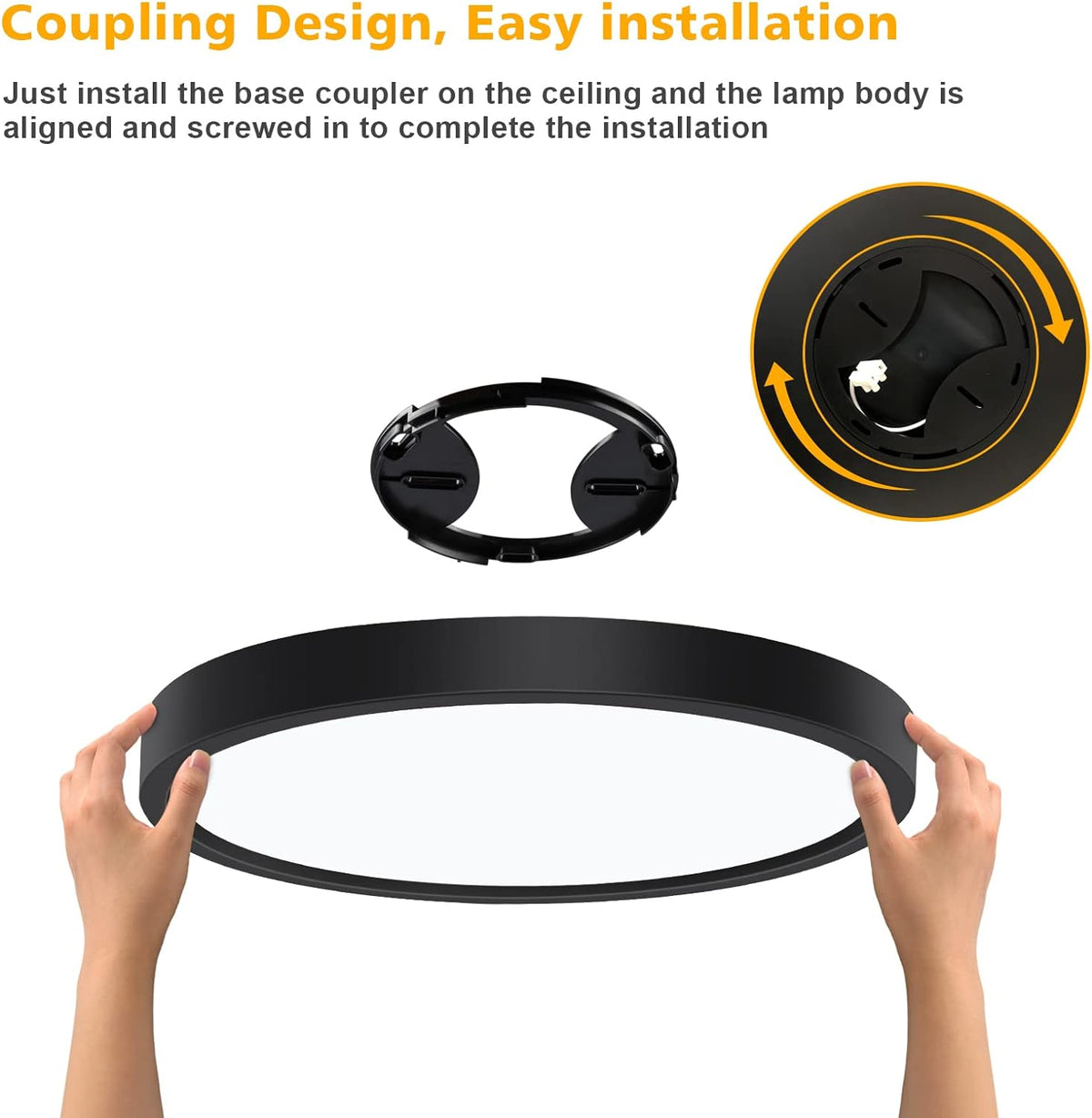 Defurhome LED Ceiling Light,18W 1500LM,100W Equivalent, 4000K Natural White,Waterproof IP54,Dome Modern Flush Ceiling Light for Bathroom,Kitchen,Office,Bulkhead,Bedroom,Utility Room, Ø22CM(Black) [Energy Class F]