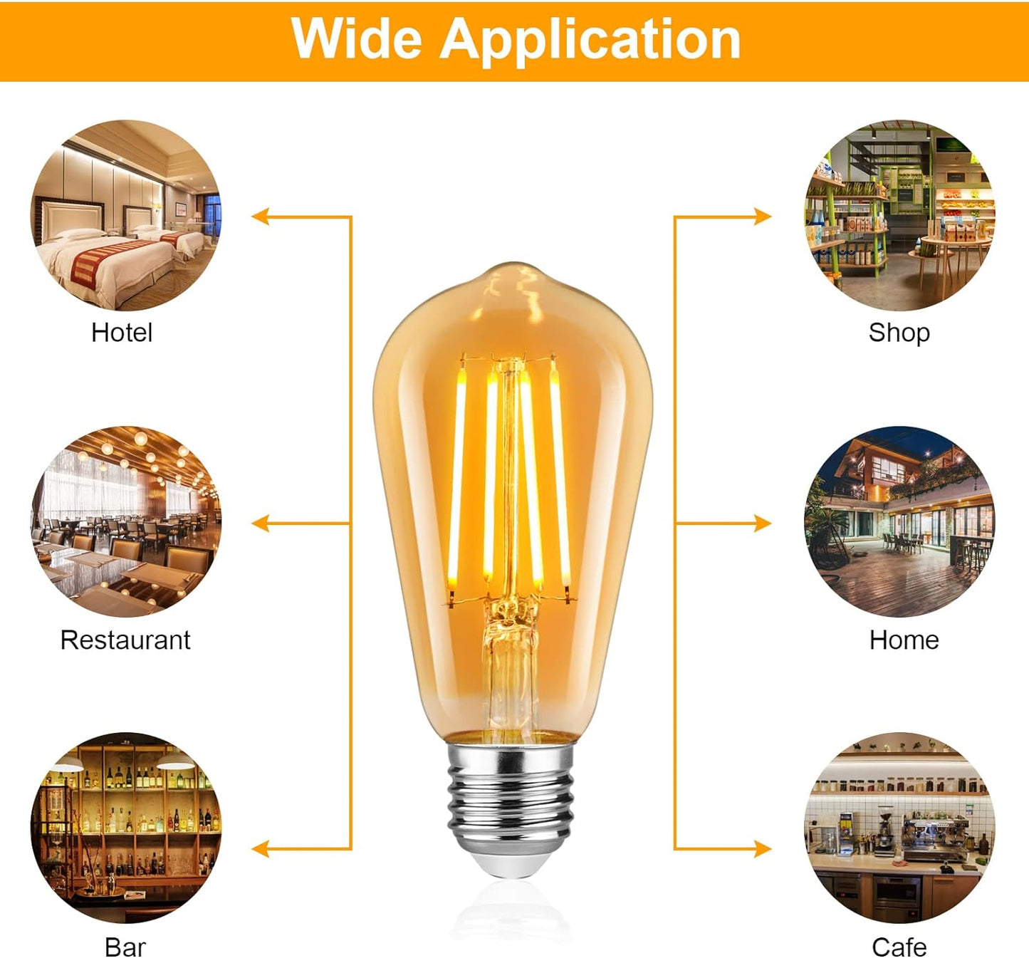 Defurhome Edison LED Vintage Light Bulb, E27 ST58 Warm White (2500K), 700 lumens, 6W (Replaces 60W) Ideal for Nostalgia and Retro Lighting in The House café bar - 5 Pieces [Energy Class A+]