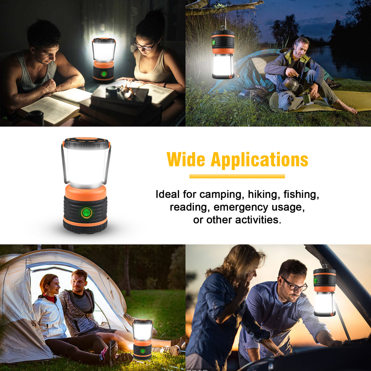 Defurhome Camping Lantern Rechargeable,Led Camping Lights Lamp,Battery Operation Emergency Electric Lanterns Light for Power Cuts, Storm, Emergency Lighting, Fishing, Hiking