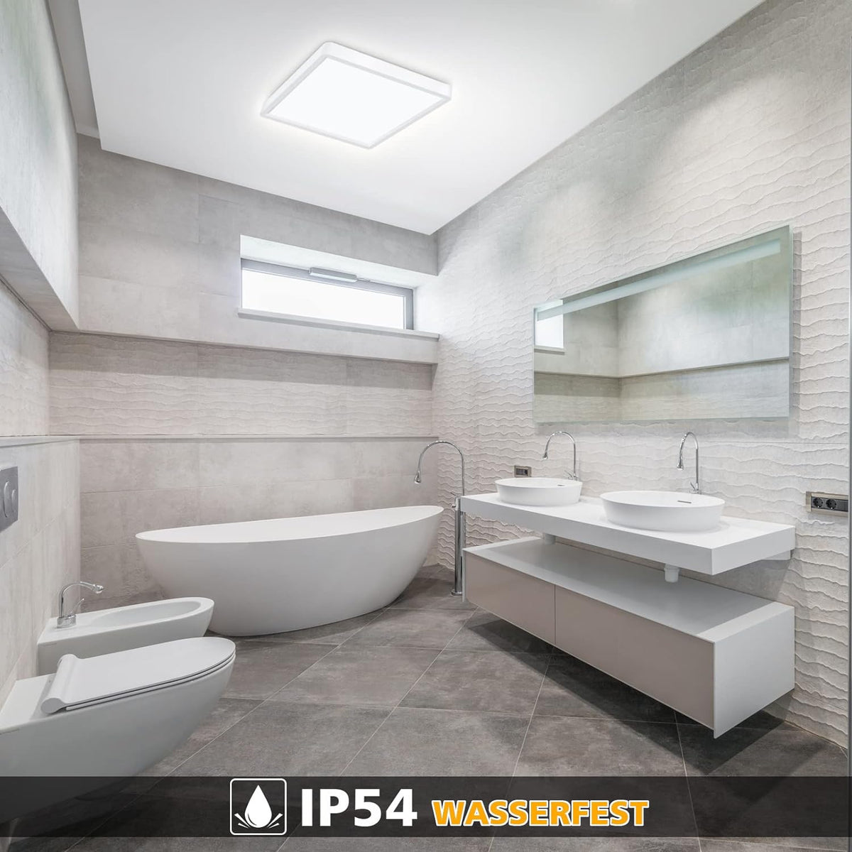 Defurhome LED Quadrat Deckenleuchte Flach,18W(Ersetzt 100W Glühbirne),1500LM,IP54 Wasserfest Badlampe,3cm Ultra Dünn,4000K Neutralweiß,Ideal für Wohnzimmer,Küche,Balkon,22cm(Weiß) [Energieklasse F]