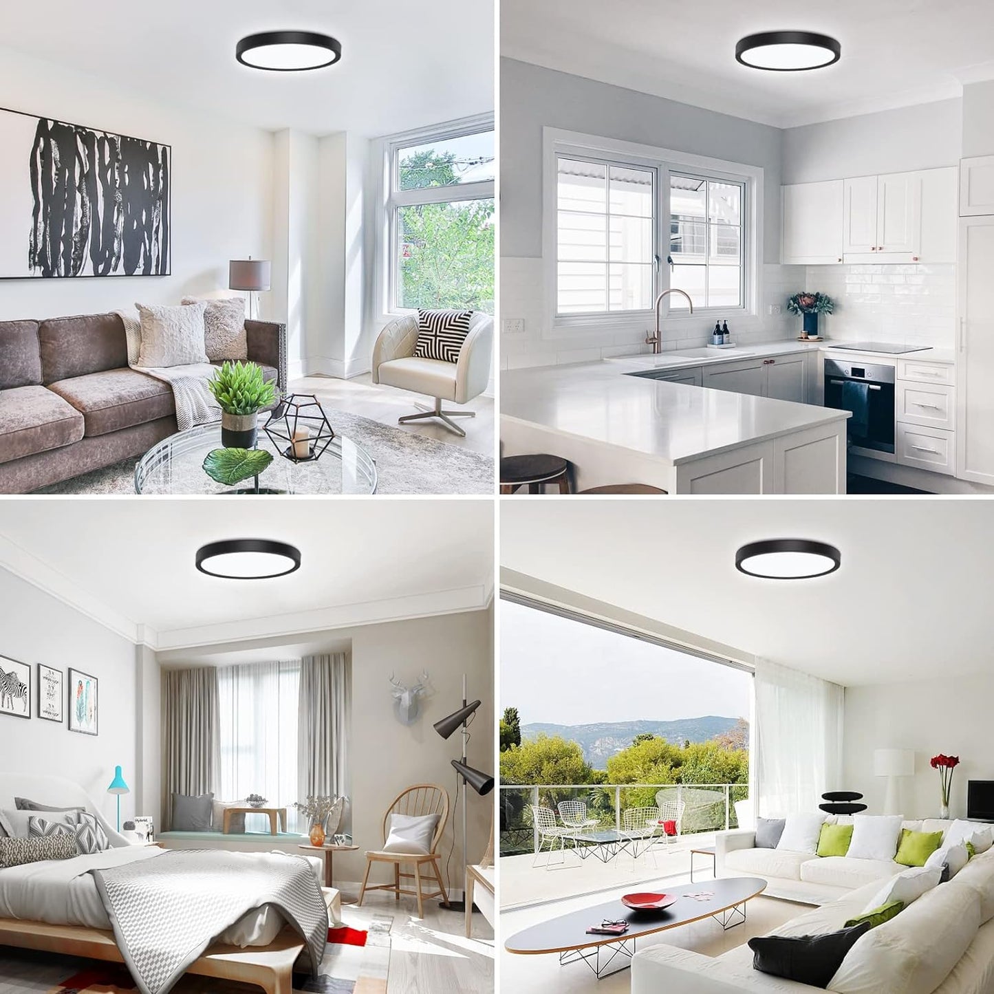 Defurhome Bathroom Ceiling Light,18W 1500LM,100W Equivalent,5000K Daylight White,Waterproof IP54,Dome,Modern, Flush Ceiling Light for Kitchen,Bulkhead,Toilet,Porch,Bedroom,Utility Room,Ø22CM(Black) [Energy Class F]