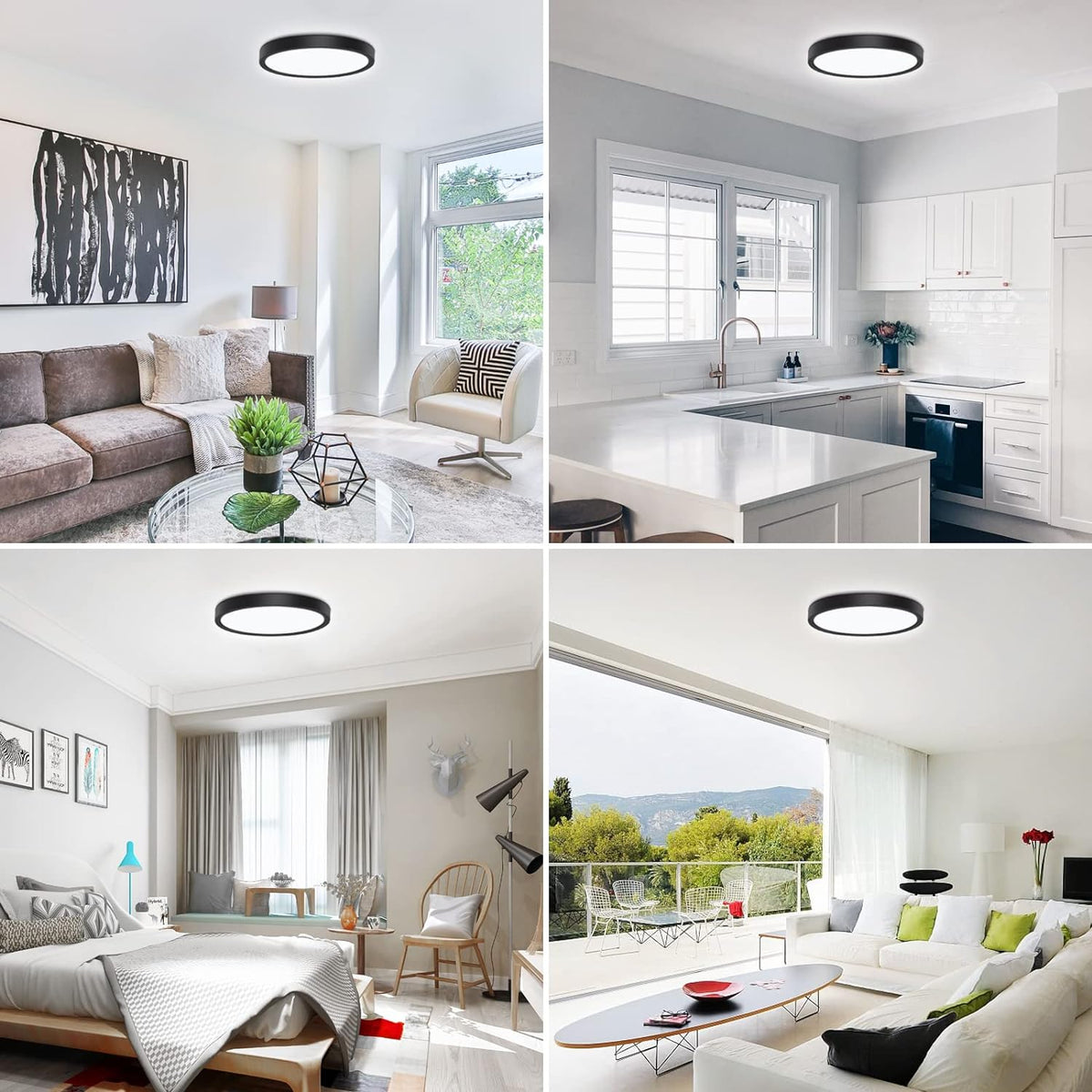 Defurhome Bathroom Ceiling Light,18W 1500LM,100W Equivalent,5000K Daylight White,Waterproof IP54,Dome,Modern, Flush Ceiling Light for Kitchen,Bulkhead,Toilet,Porch,Bedroom,Utility Room,Ø22CM(Black) [Energy Class F]
