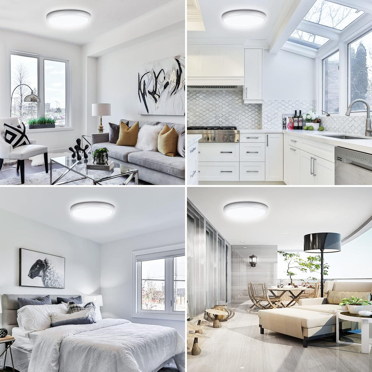 Defurhome Bathroom Ceiling Light, 24W (150W Equivalent), 2200LM, 5000K Daylight White,IP54 Waterproof, Flush Mount,Modern Ceiling Light for Living Room,Kitchen,Porch,Bedroom,Ø30CM(White) [Energy Class F]