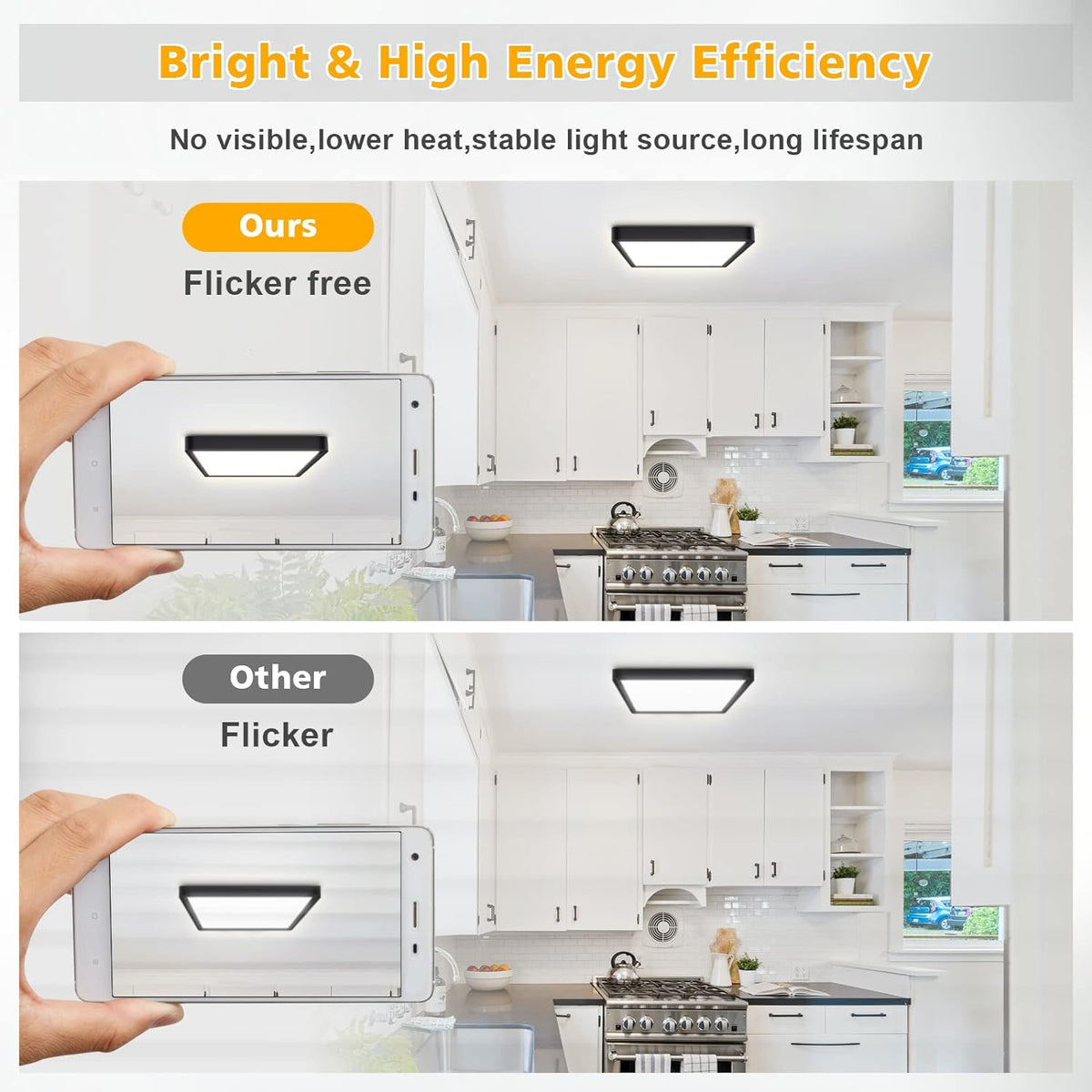 Defurhome LED Ceiling Light,18W 1500LM,100W Equivalent,Waterproof IP54,4000K Natural White, Modern Square Flush Mounted Lighting Fixture for Bathroom,Kitchen,Office,Hallway,Bedroom,22cm(Black) [Energy Class F]