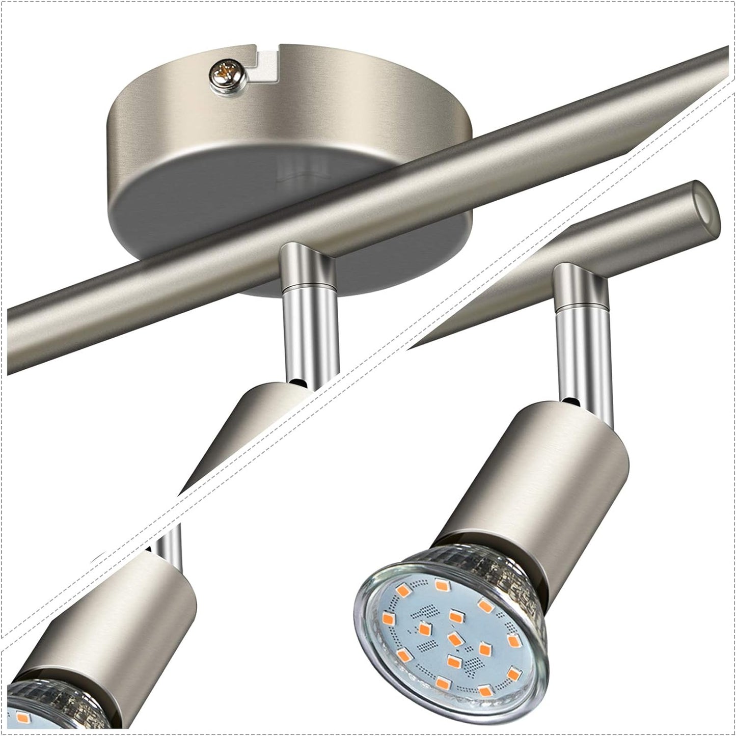 Defurhome LED Deckenleuchte Drehbar, 3 Flammig LED Strahler Deckenlampe Spot,Modern Deckenstrahler (Mattes Nickel), inkl. 3 x 4W GU10 LED Lampen (400LM, warmweiß) [Energieklasse E]
