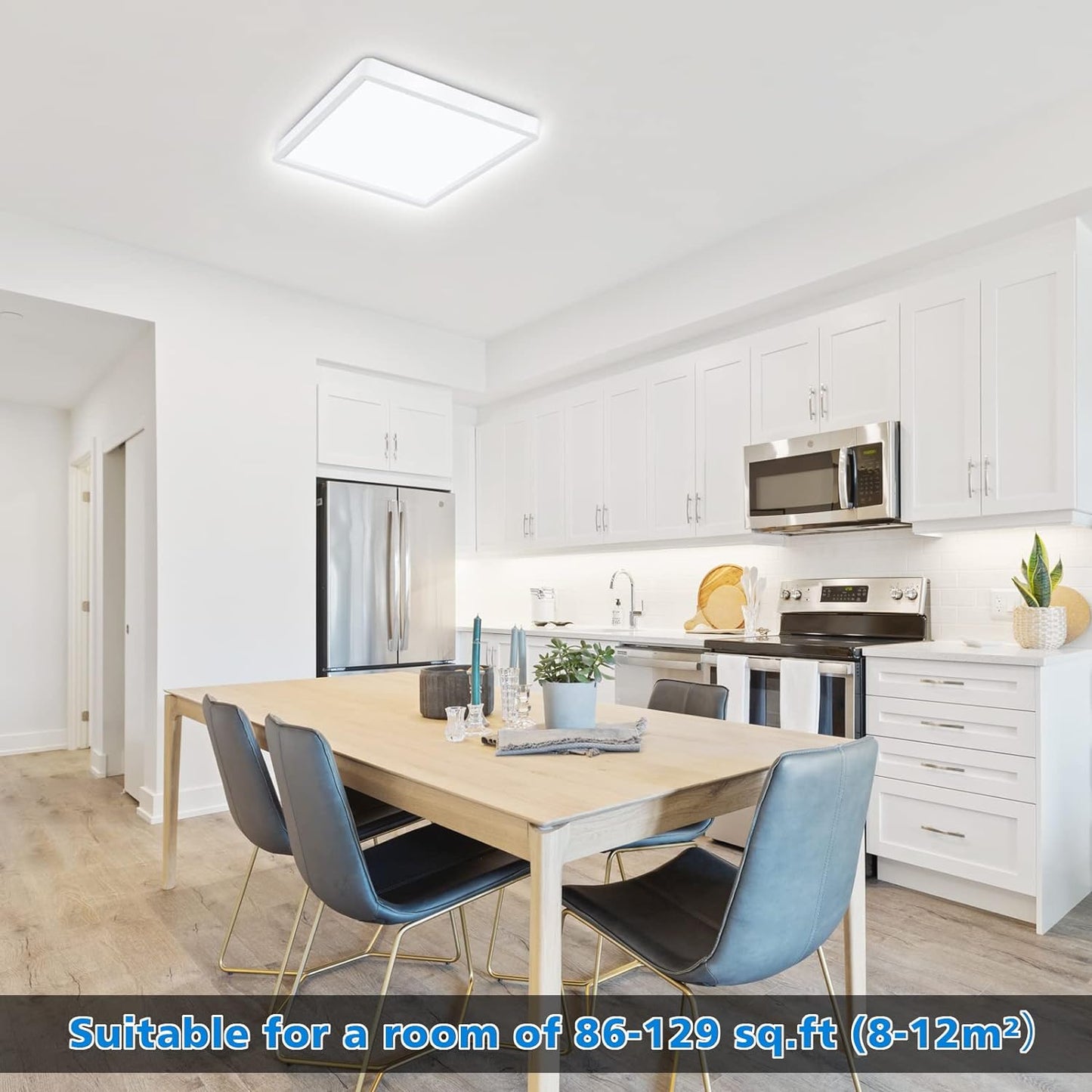 Defurhome LED Ceiling Light, 18W 1500LM,100W Equivalent,5000K Daylight White,Waterproof IP54, Flush Mount, Square,Ideal for Bathroom,Kitchen,Office,Toilet,Porch, Bedroom,Utility Room,22cm(White) [Energy Class F]
