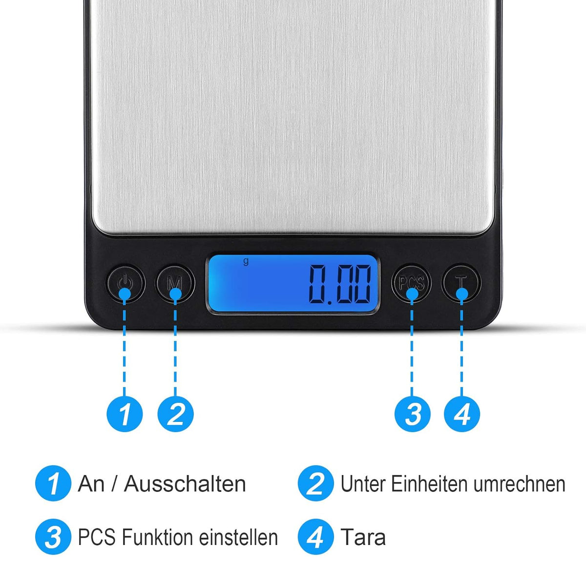Defurhome Feinwaage 0.01g, Digitalwaage 500g/0.01g Taschenwaage, mit beleuchteter LCD-Anzeige, PCS Funktion,Tara-Funktion,6 Einheiten Konvertierung,TaschenwaageGoldwaage Münzwaage Küchenwaagen