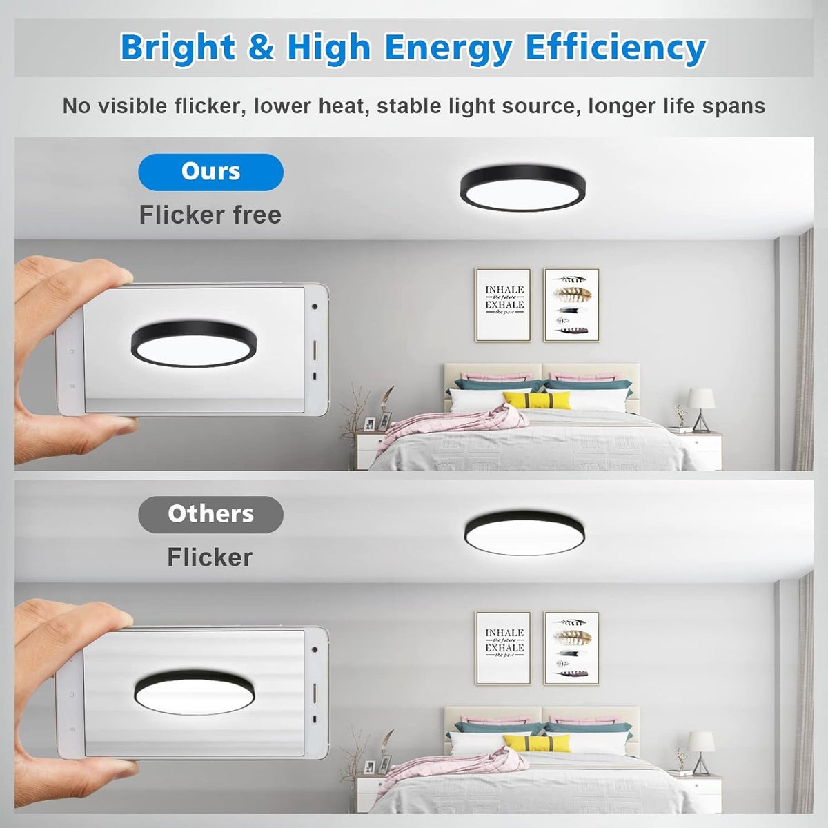 Defurhome Bathroom Ceiling Light,24W 2200LM,150W Equivalent, 5000K Daylight White,Waterproof IP54,Dome Modern Flush Ceiling Light for,Kitchen,Porch,Bulkhead,Bedroom,Utility Room, Ø30CM(Black) [Energy Class F]