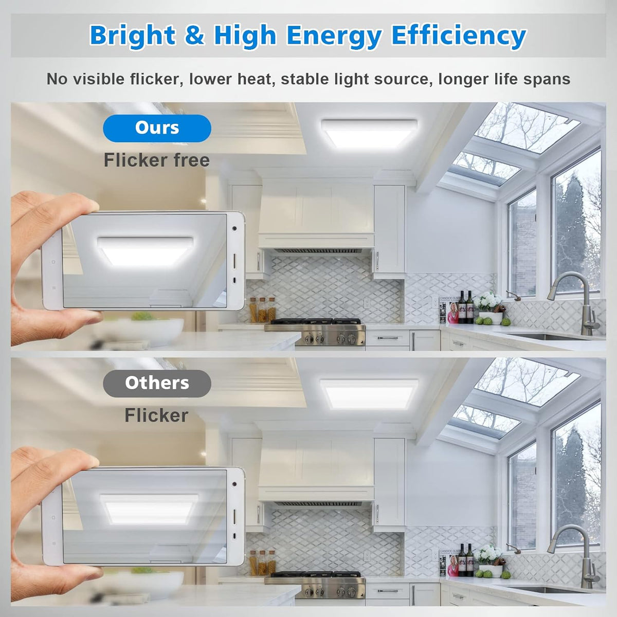 Defurhome LED Ceiling Light, 18W 1500LM,100W Equivalent,5000K Daylight White,Waterproof IP54, Flush Mount, Square,Ideal for Bathroom,Kitchen,Office,Toilet,Porch, Bedroom,Utility Room,22cm(White) [Energy Class F]