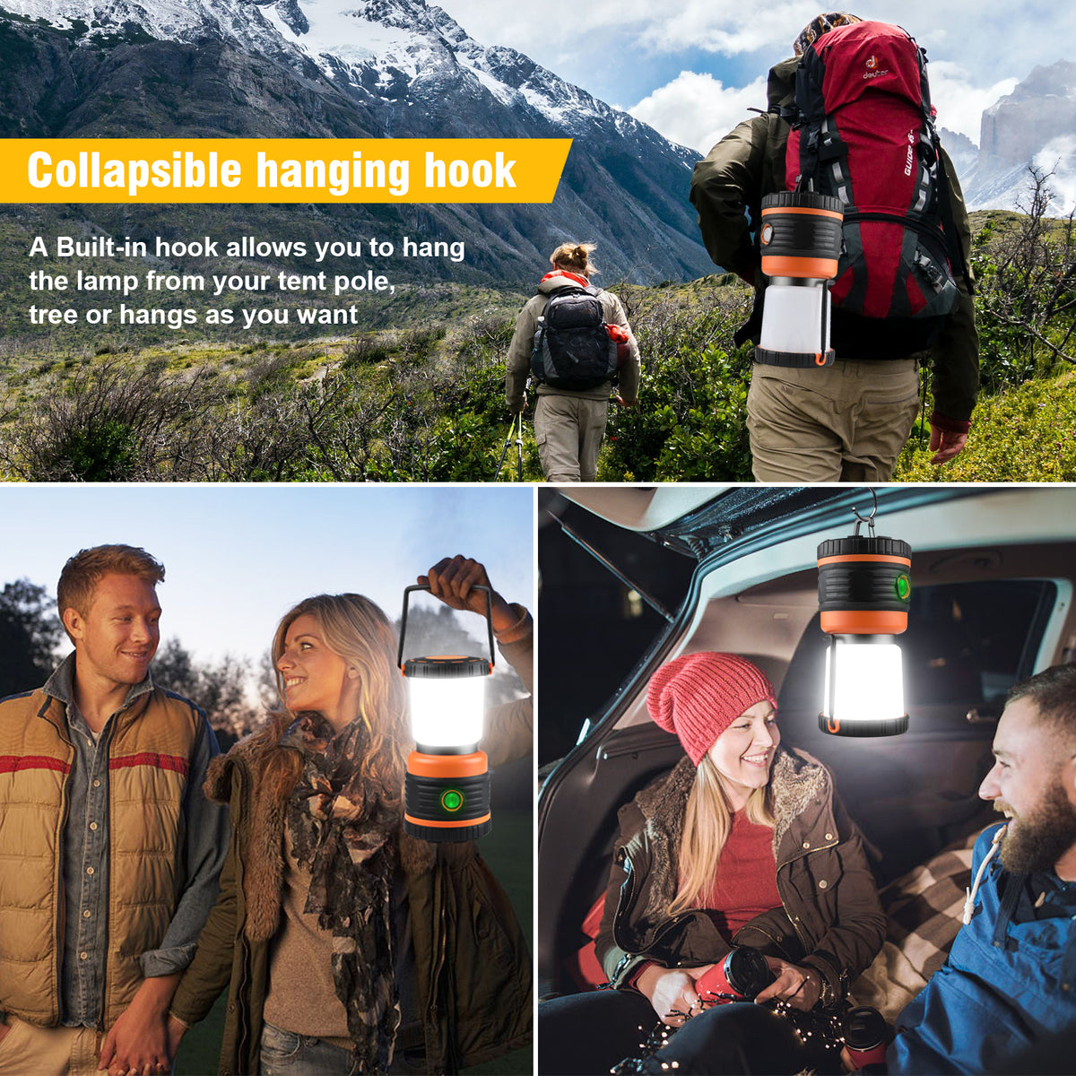 Defurhome Camping Lantern Rechargeable,Led Camping Lights Lamp,Battery Operation Emergency Electric Lanterns Light for Power Cuts, Storm, Emergency Lighting, Fishing, Hiking