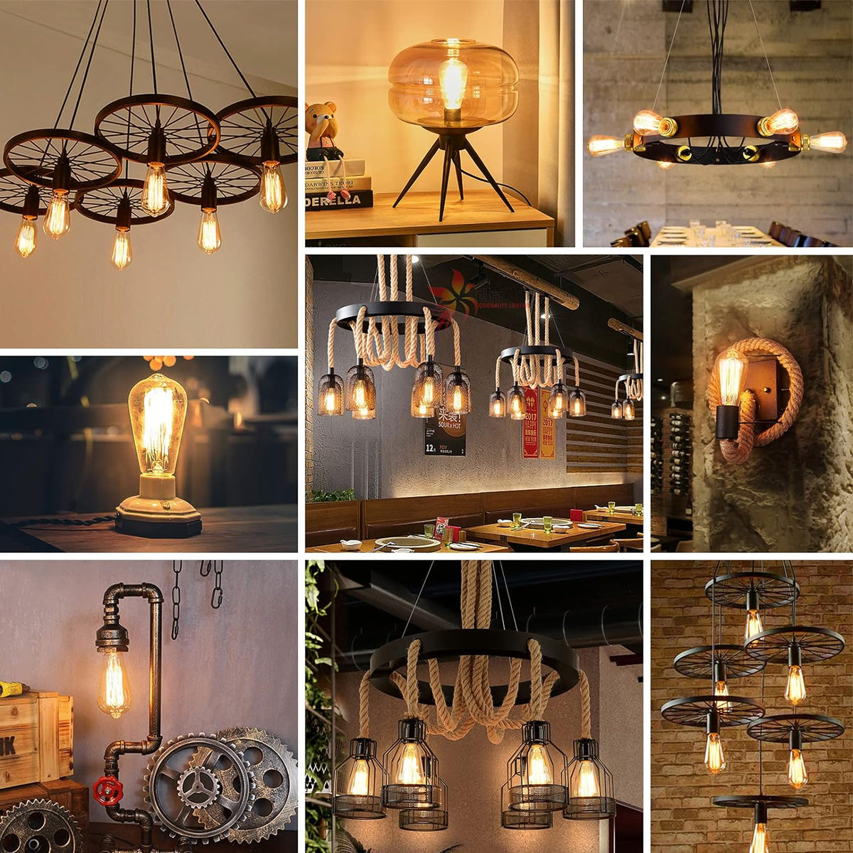 Defurhome Vintage ST58 E27 LED Edison Light Bulbs, 6W(Equivalent to 60W),800LM, Warm White 2700K, Not Dimmable, Filament Clear LED Bulb, Pack of 5 [Energy Class A+]